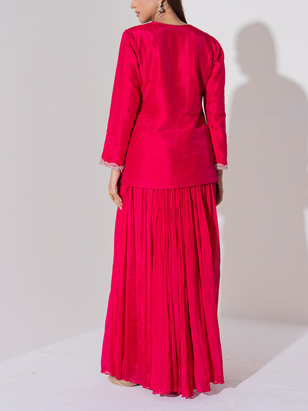 Blush Pink Embroidered Top and Sharara Set