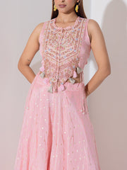 Baby Pink Embroidered Top and Plazzo Set
