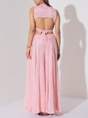 Baby Pink Embroidered Top and Plazzo Set