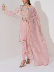 Pink Embroidered Kurta and Pant Set