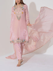Pink Embroidered Kurta and Pant Set
