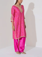Pink Bandhani Kurta and Pant Set