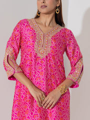 Pink Bandhani Kurta and Pant Set
