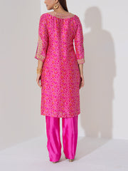Pink Bandhani Kurta and Pant Set