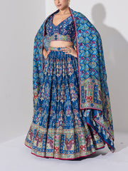 Blue Vasansi Silk Embroidered Lehenga Set