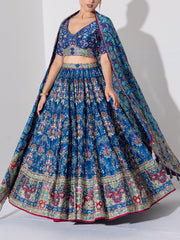 Blue Vasansi Silk Embroidered Lehenga Set