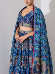 Blue Vasansi Silk Embroidered Lehenga Set