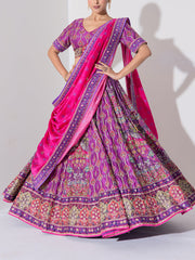Fuchsia Pink Embroidered Lehenga Set