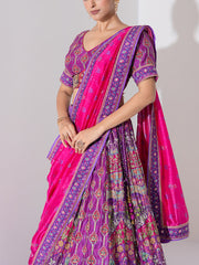 Fuchsia Pink Embroidered Lehenga Set