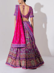 Fuchsia Pink Embroidered Lehenga Set