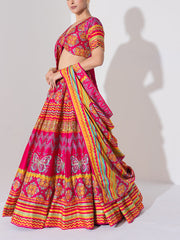 Multi Color Vasansi Silk Embroidered Lehenga Set