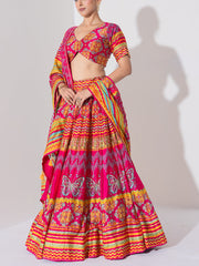 Multi Color Vasansi Silk Embroidered Lehenga Set