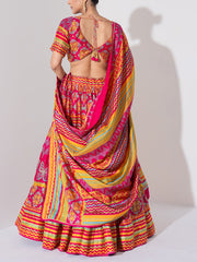Multi Color Vasansi Silk Embroidered Lehenga Set