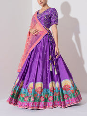 Purple Vasansi Silk Embroidered Lehenga Set