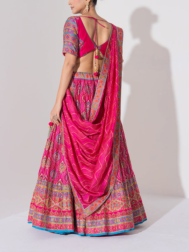 Pink Vasansi Silk Embroidered Lehenga Set