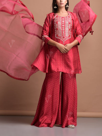 Red Vasansi Silk Suit Set