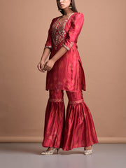 Red Vasansi Silk Suit Set