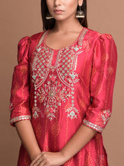 Red Vasansi Silk Suit Set