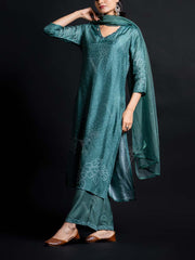 Green Cotton Silk Suit Set