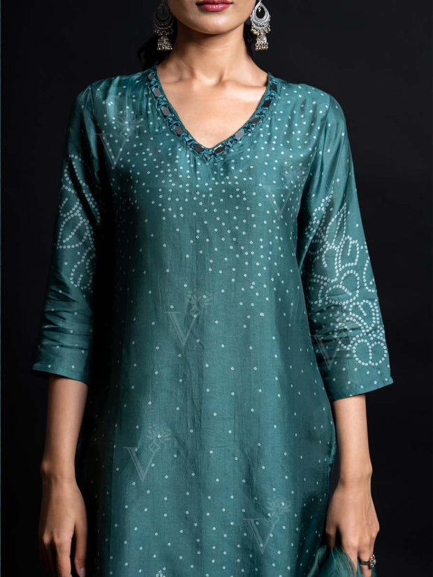 Green Cotton Silk Suit Set