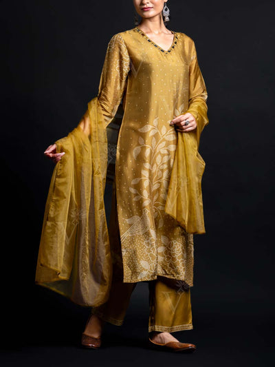 Mustard Cotton Silk Suit Set