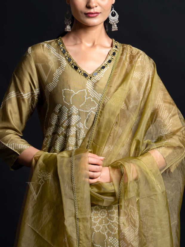 Green Cotton Silk Suit Set