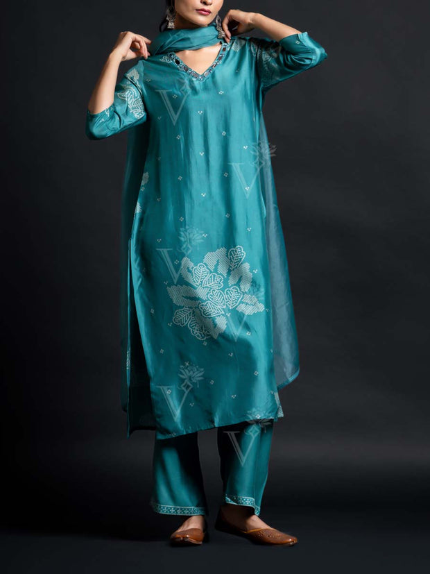 Blue Cotton Silk Suit Set