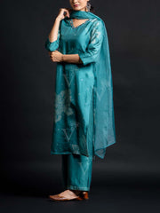 Blue Cotton Silk Suit Set