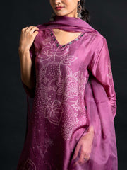 Wine Cotton Silk Suit Set