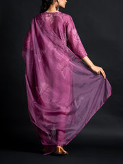 Wine Cotton Silk Suit Set