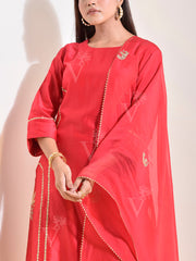 Red Crepe Suit Set