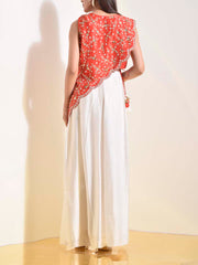 Red Silk Embroidered Top and Skirt Set