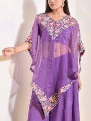 Purple Organza Cape and Palazzo Set