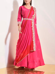 Pink Silk Embroidered Gown