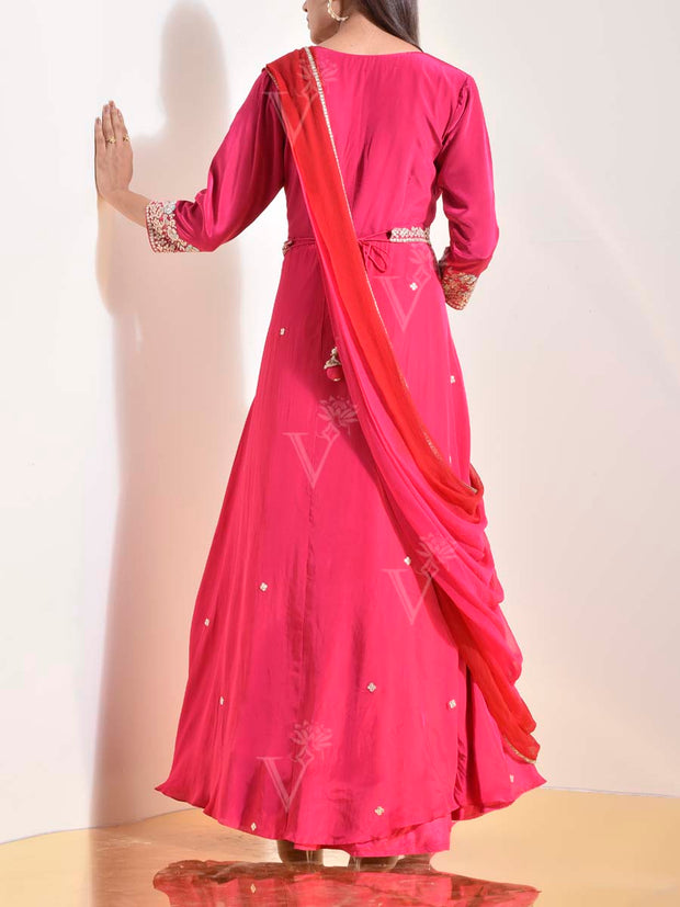 Pink Silk Embroidered Gown