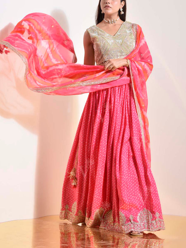 Pink Silk Lehenga Set