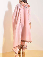 Pink Tusser Embroidered Suit Set