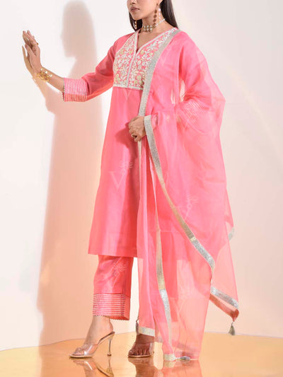 Pink Cotton Silk Suit Set