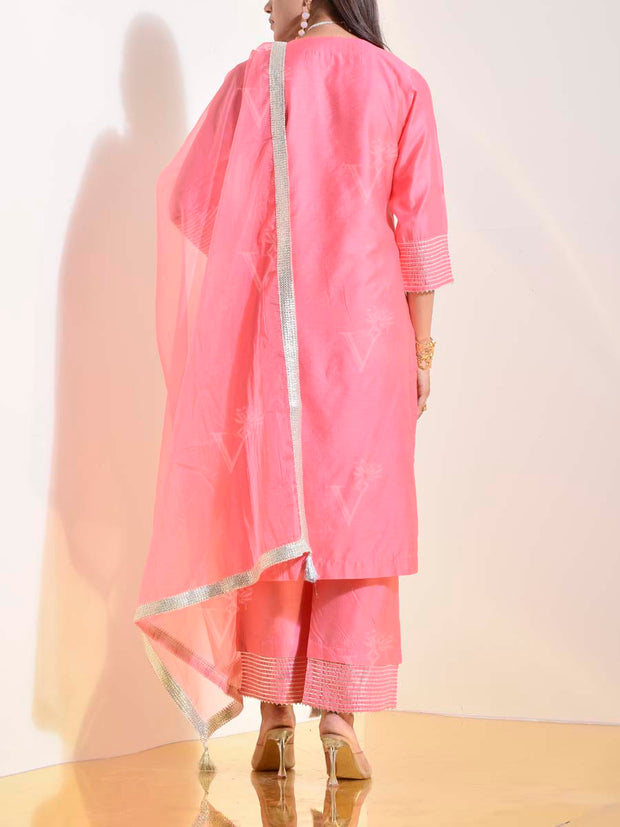 Pink Cotton Silk Suit Set