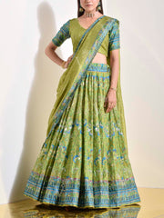 Green Vasansi Silk Lehenga Set