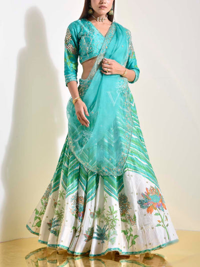 Green Vasansi Silk Lehenga Set