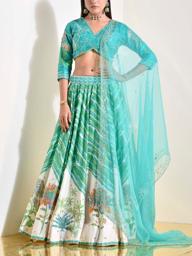 Green Vasansi Silk Lehenga Set