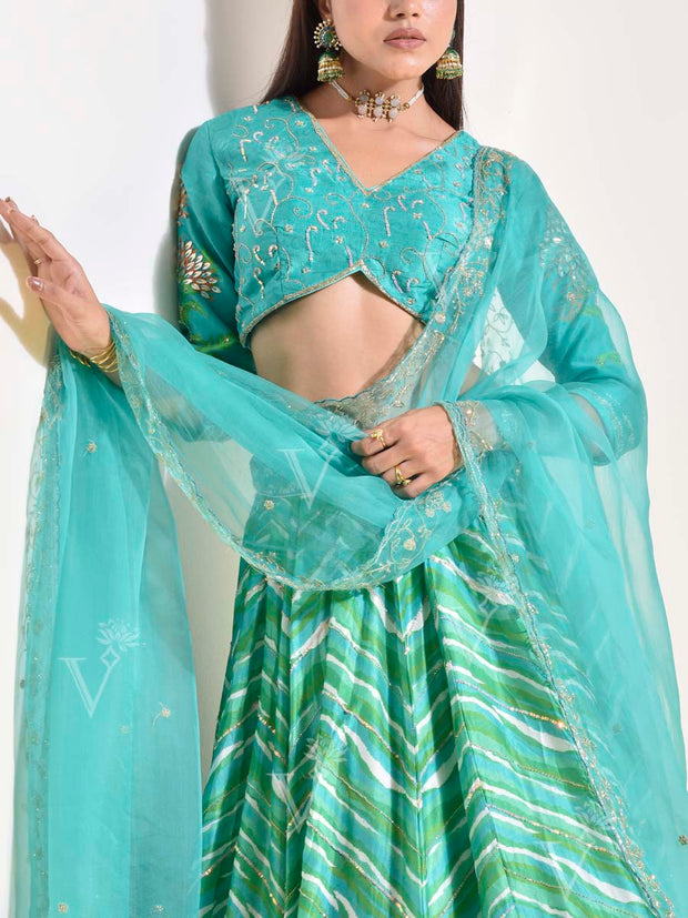 Green Vasansi Silk Lehenga Set