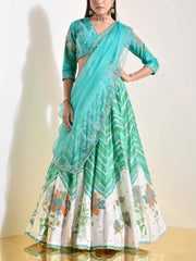 Green Vasansi Silk Lehenga Set