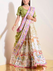 Off White Vasansi Silk Lehenga Set