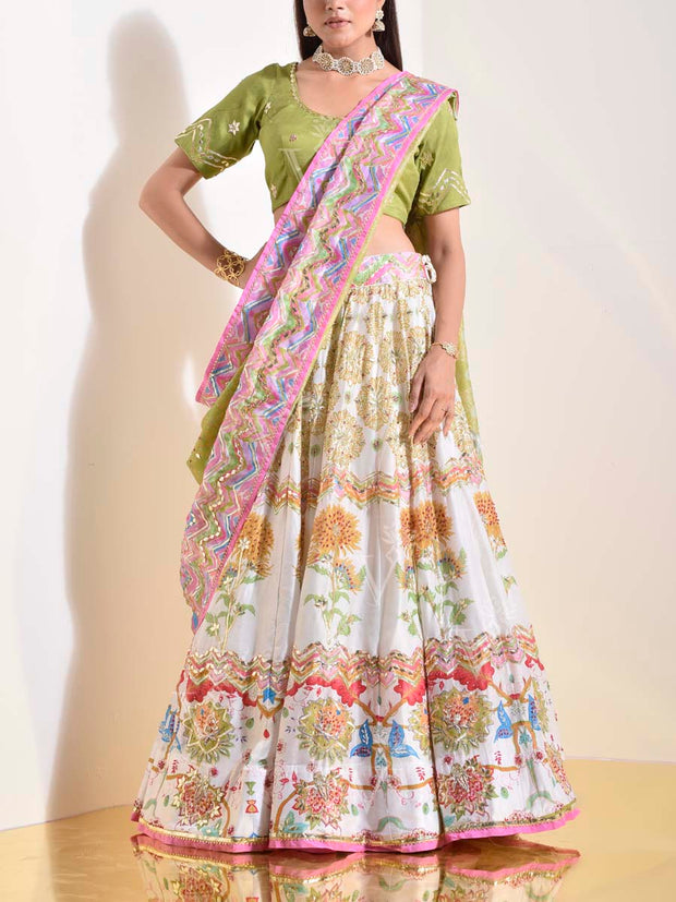 Off White Vasansi Silk Lehenga Set