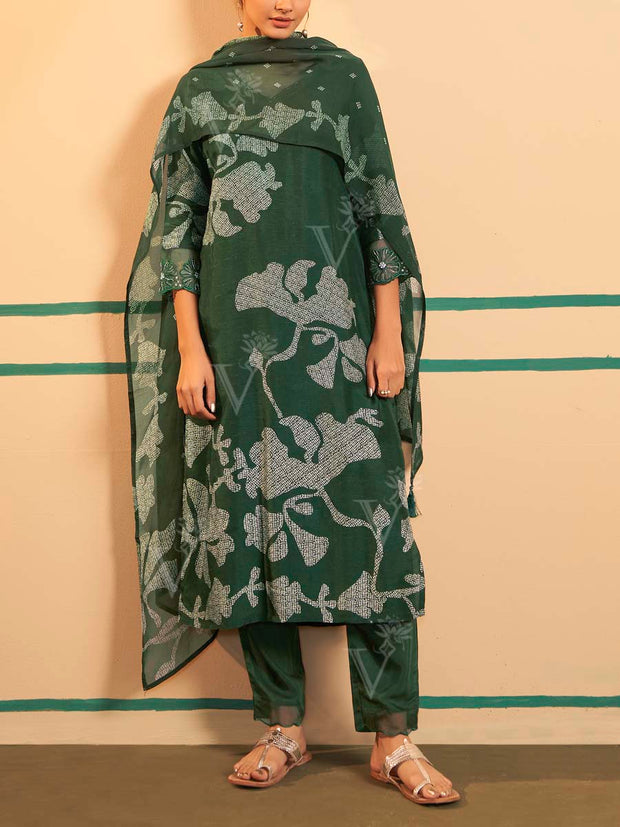 Green Dola Silk Suit Set