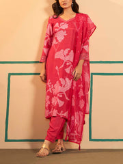 Red Dola Silk Suit Set