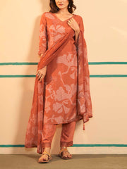 Orange Dola Silk Suit Set