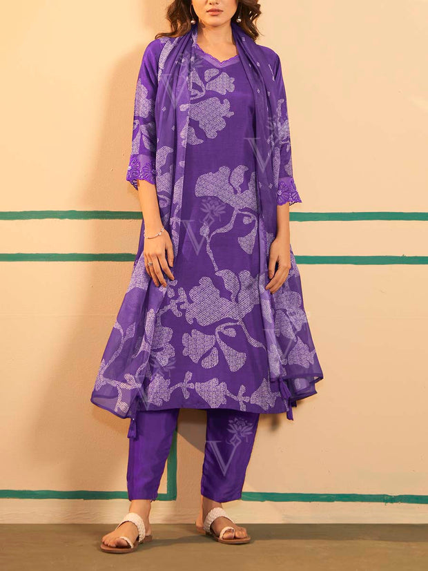 Purple Dola Silk Suit Set